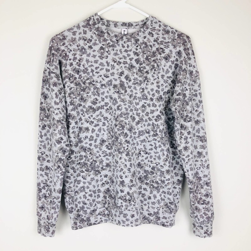 Athleta Leopard Print Soft Stretchy Jersey Knit Sweatshirt XXS